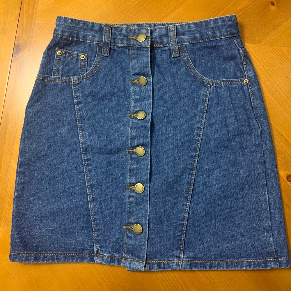 Denim button-up skirt